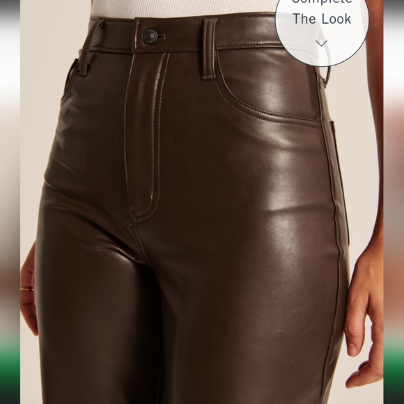 Abercrombie & Fitch size 28 Vegan Leather Brown Pants - Picture 2 of 9